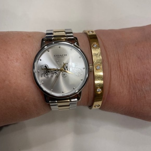 COACH SOLD! Coach Grand Women's Two Tone Horse & Buggy Design Watch 36mm - Picture 7 of 7